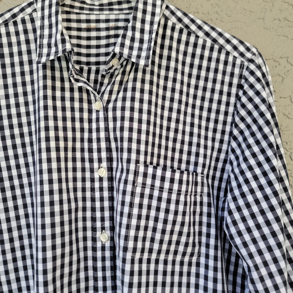 MUJI Black White Gingham Cotton Button Down Shirt Minimalist Large - Picture 13 of 13